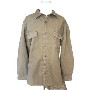 Vtg OUTDOOR LIFE Men's XL Fleece Lined Coat Jacket Cotton Brown Denim Hunting